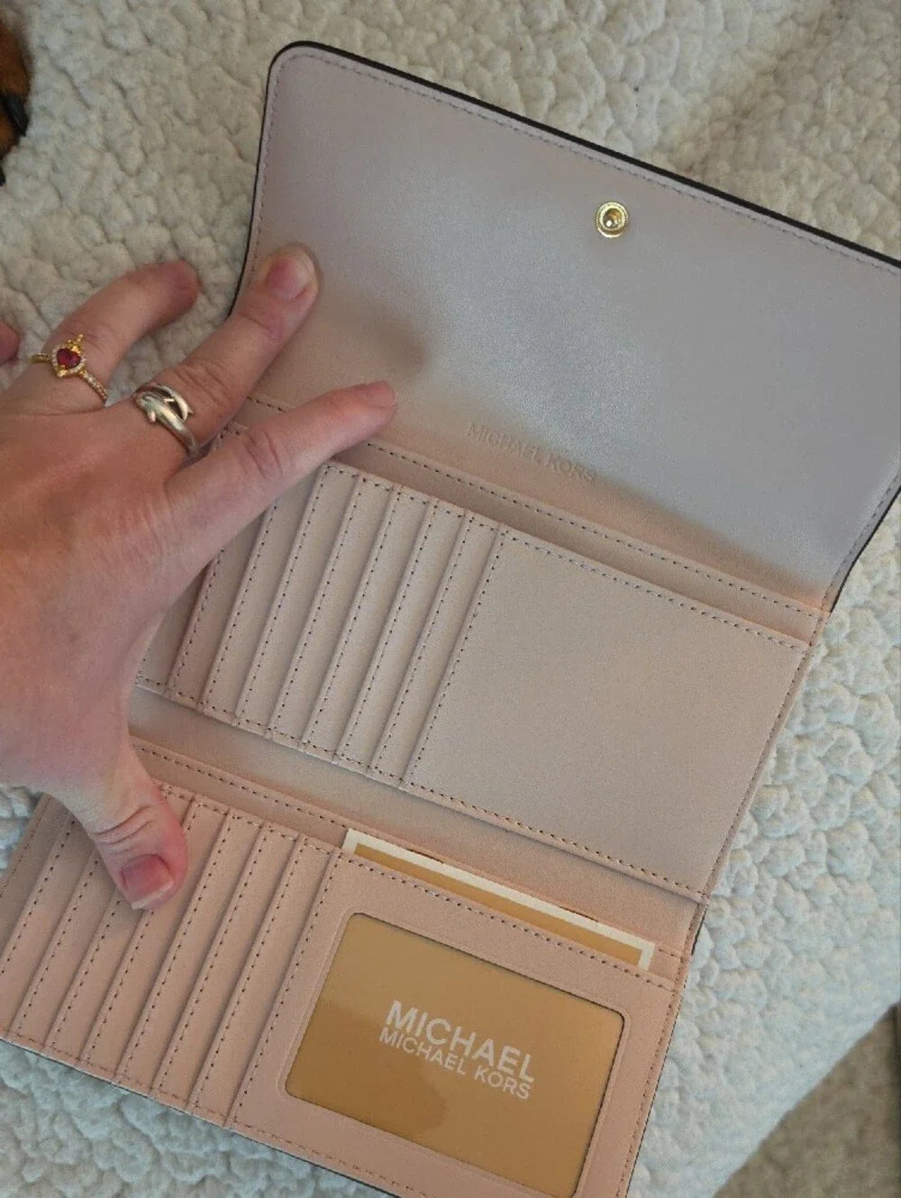 Michael Kors Blush Signature Continental Wallet with Gold Logo